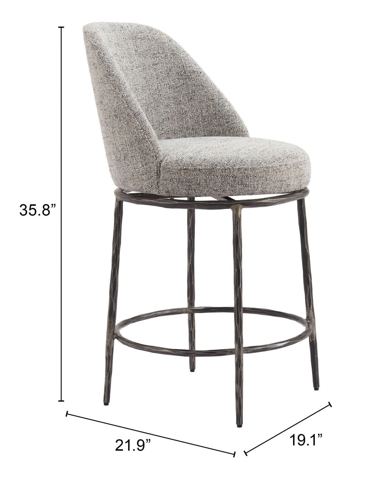 Nordhavn Gray Swivel Counter Stool by Zuomod at Eve Furniture