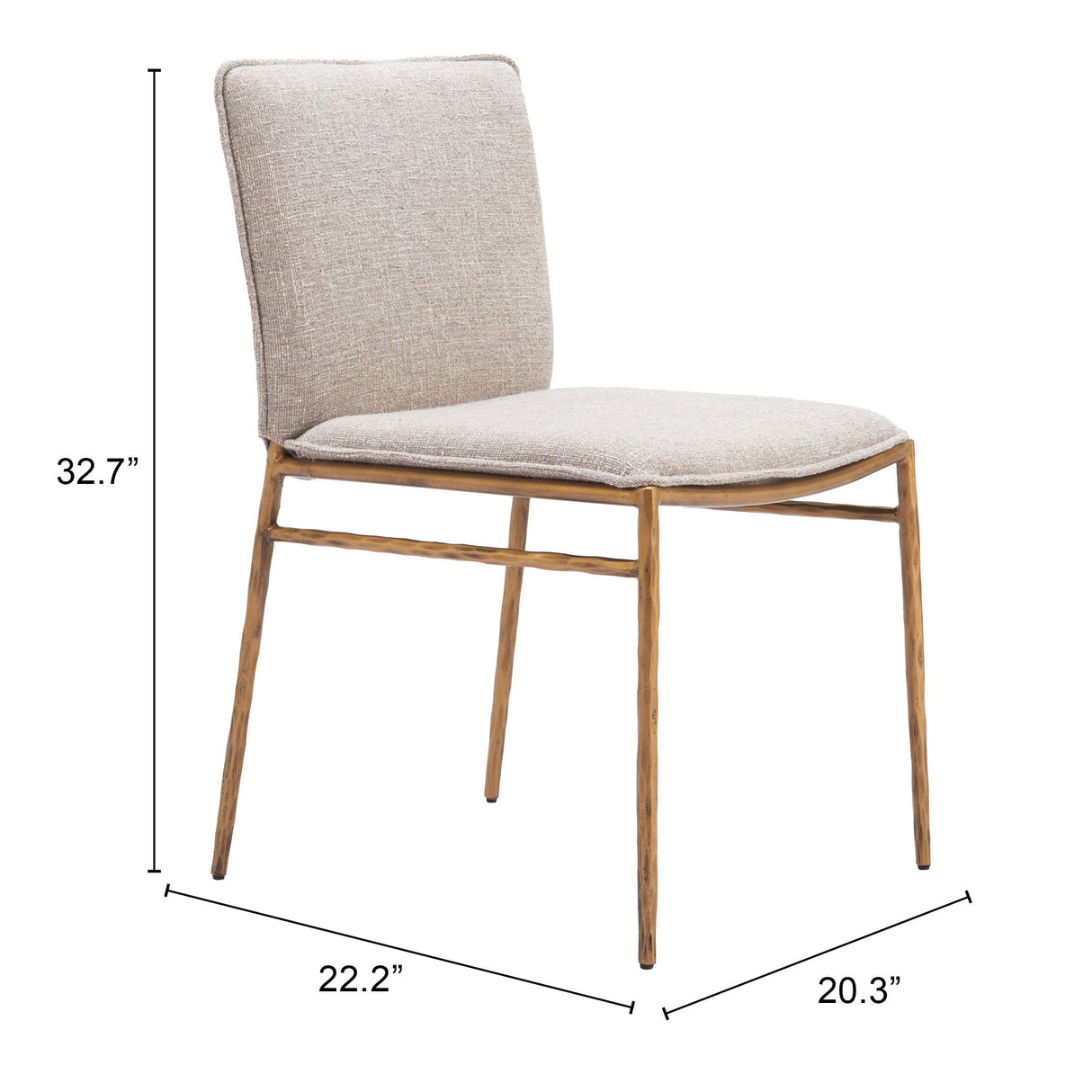 Nordvest Beige & Gold Dining Chair by Zuomod at Eve Furniture