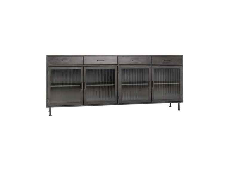 Nore Black Metal/Glass Cabinet (4 Doors) by Classic Home at Eve Furniture