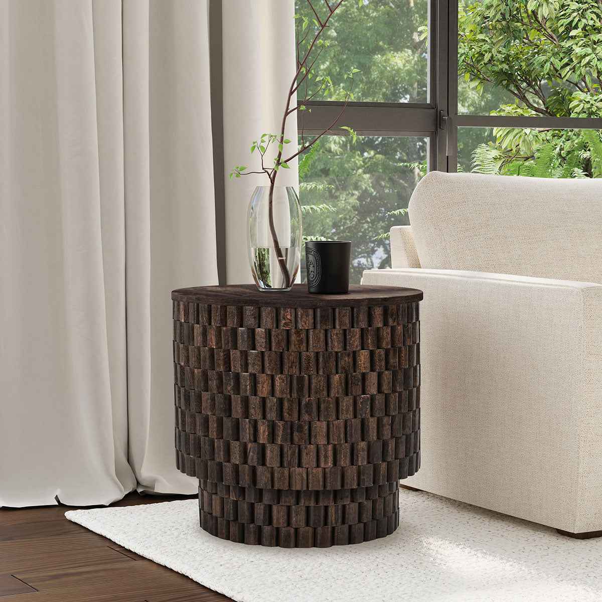 Norwood Bark Brown Round End Table by Classic Home at Eve Furniture