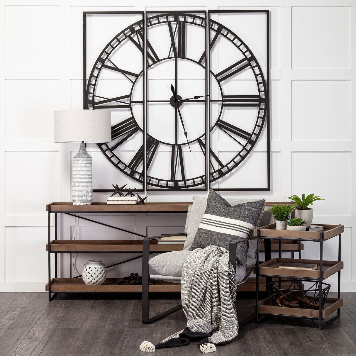 Norwood Square Oversized+ Industrial Wall Clock by Mercana at Eve Furniture
