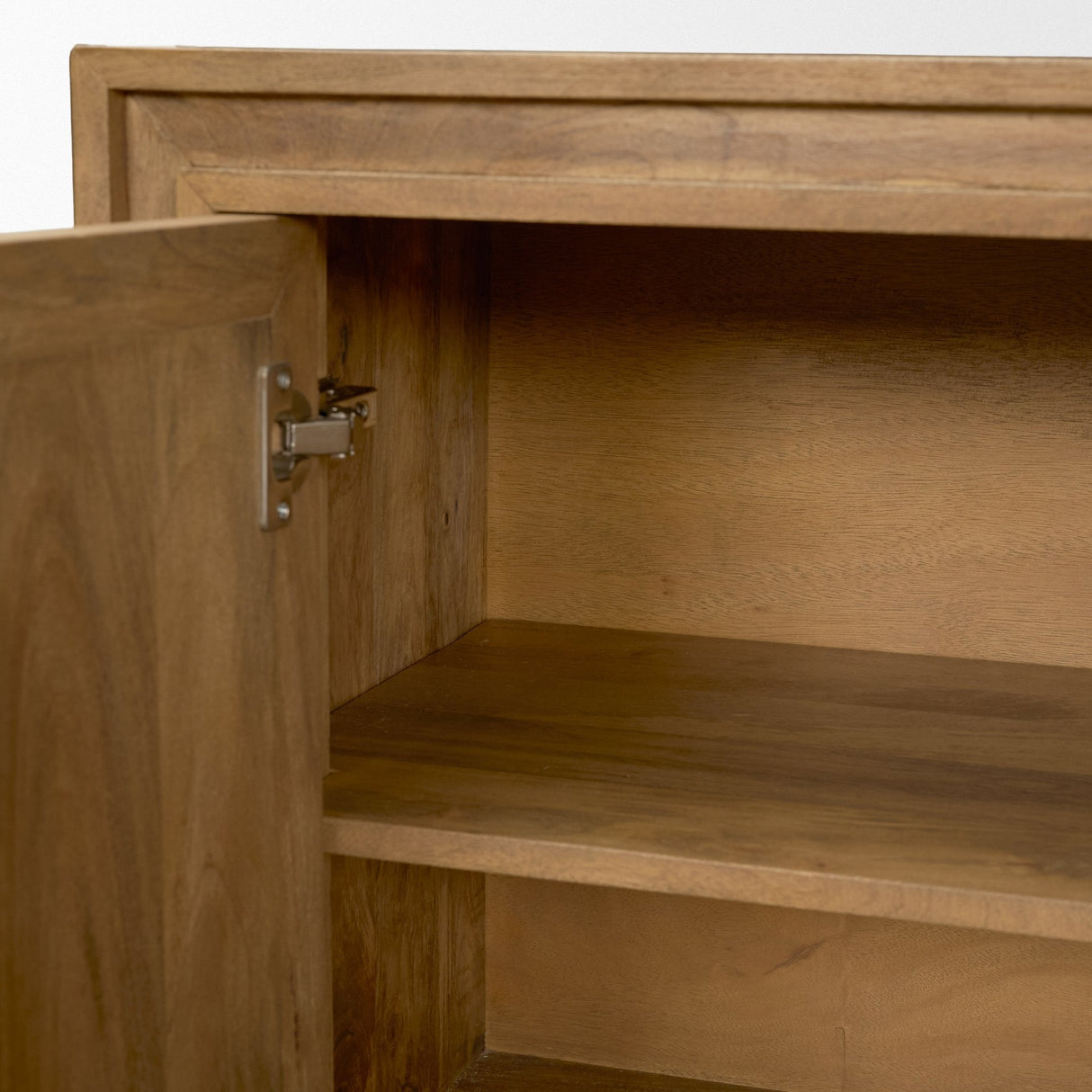 Notts Brown Wood 4-Door Closed Sideboard by Mercana at Eve Furniture