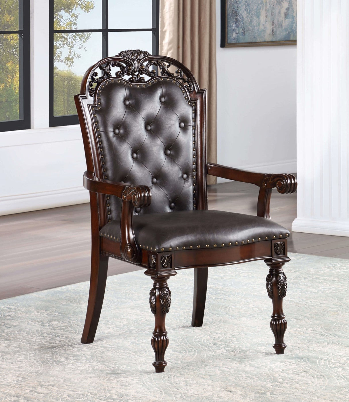Nouvelle Brown Cherry 7-Piece Dining Room Set by Furniture of America at Eve Furniture