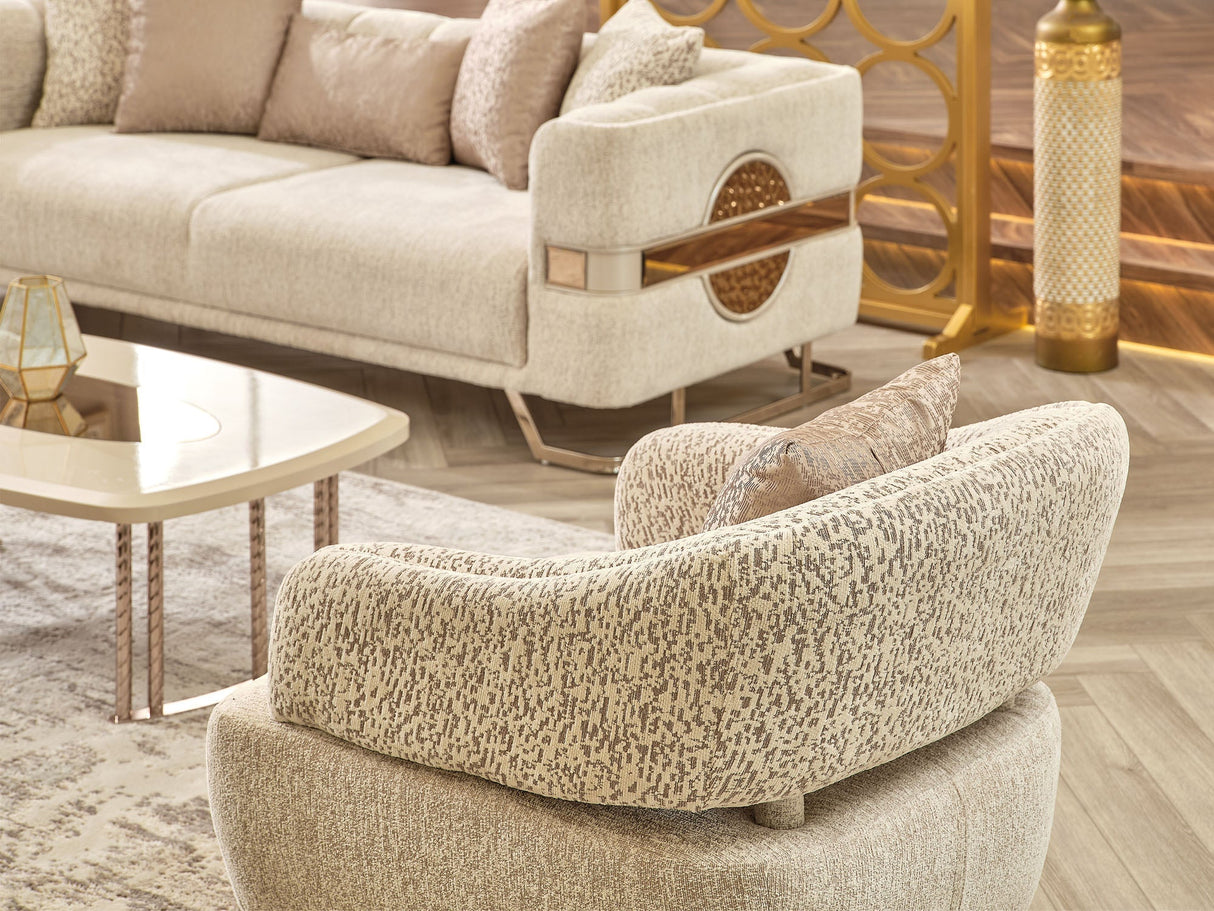 Nova 3-pieces (Sofa & Loveseat & Chair) Livingroom Set in Cream by Furnia at Eve Furniture