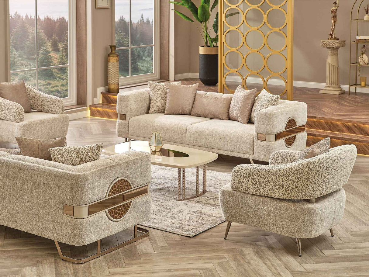 Nova Cream Stationary Loveseat by Furnia at Eve Furniture
