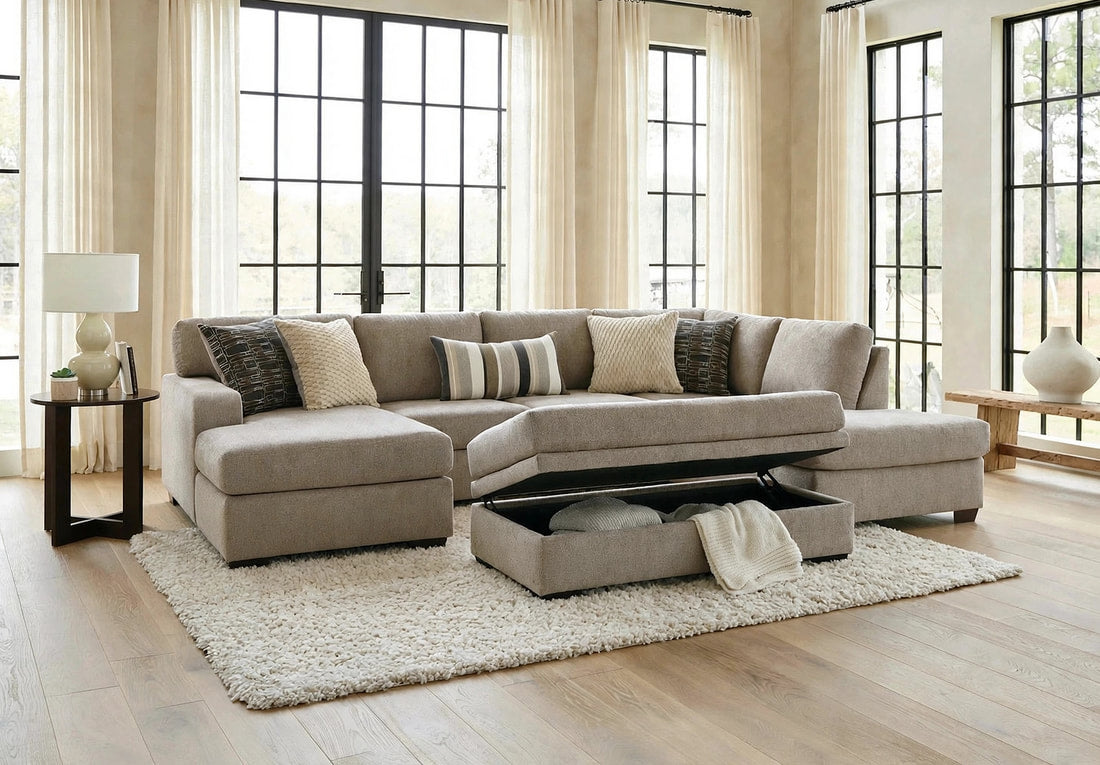 Nova Sand Double Chaise Sectional by Happy Homes at Eve Furniture