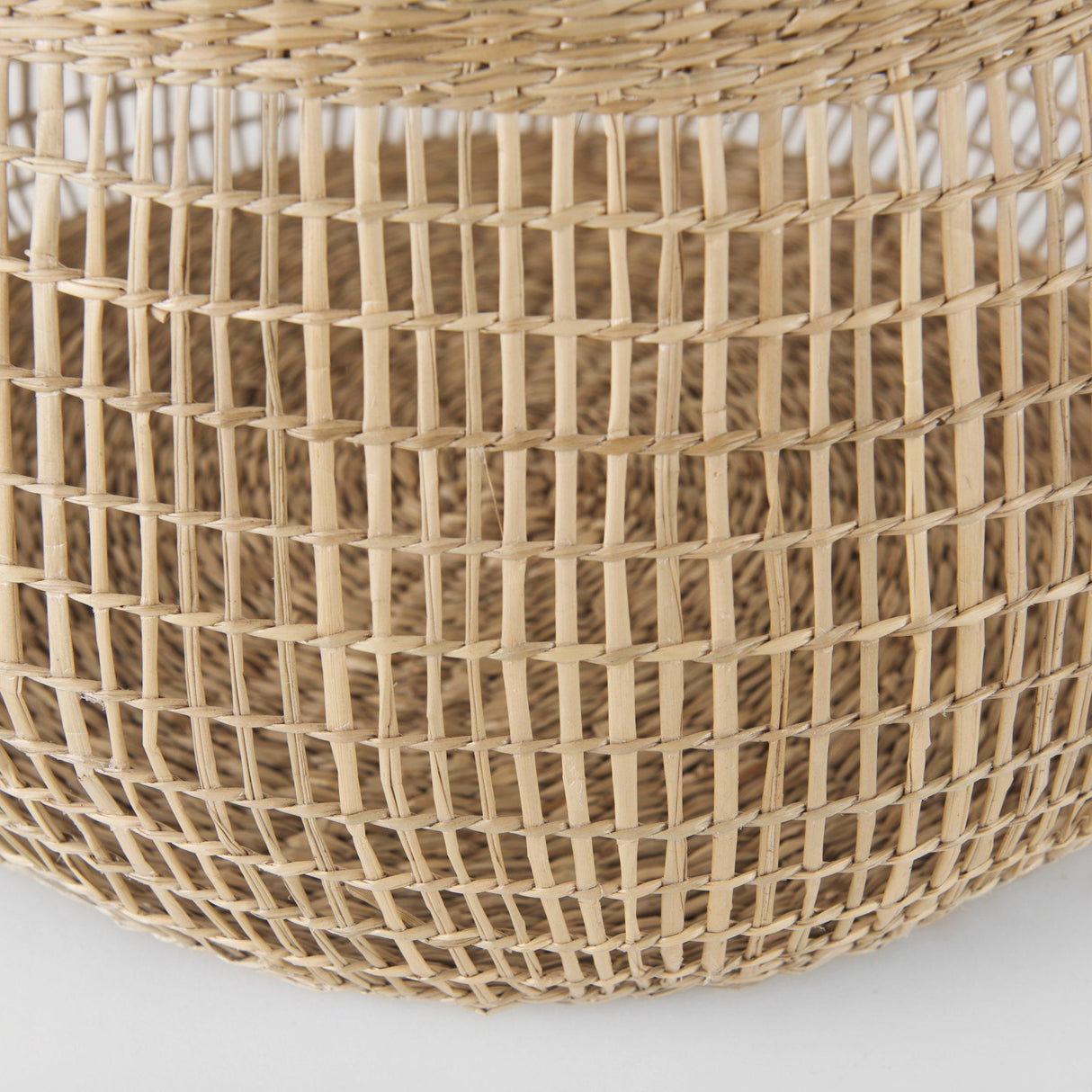 Nova (Set of 2) Light Brown Seagrass Woven Round Basket W/ Long Handle by Mercana at Eve Furniture