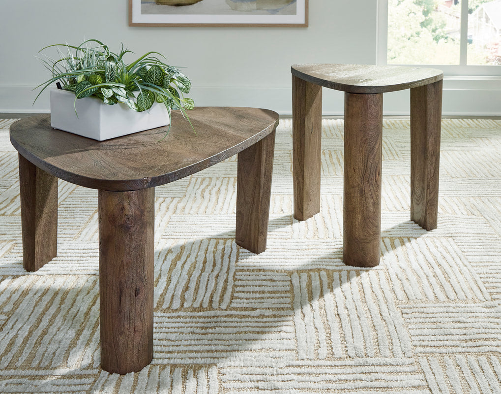 Novara Grayish Brown Accent Cocktail Table Set