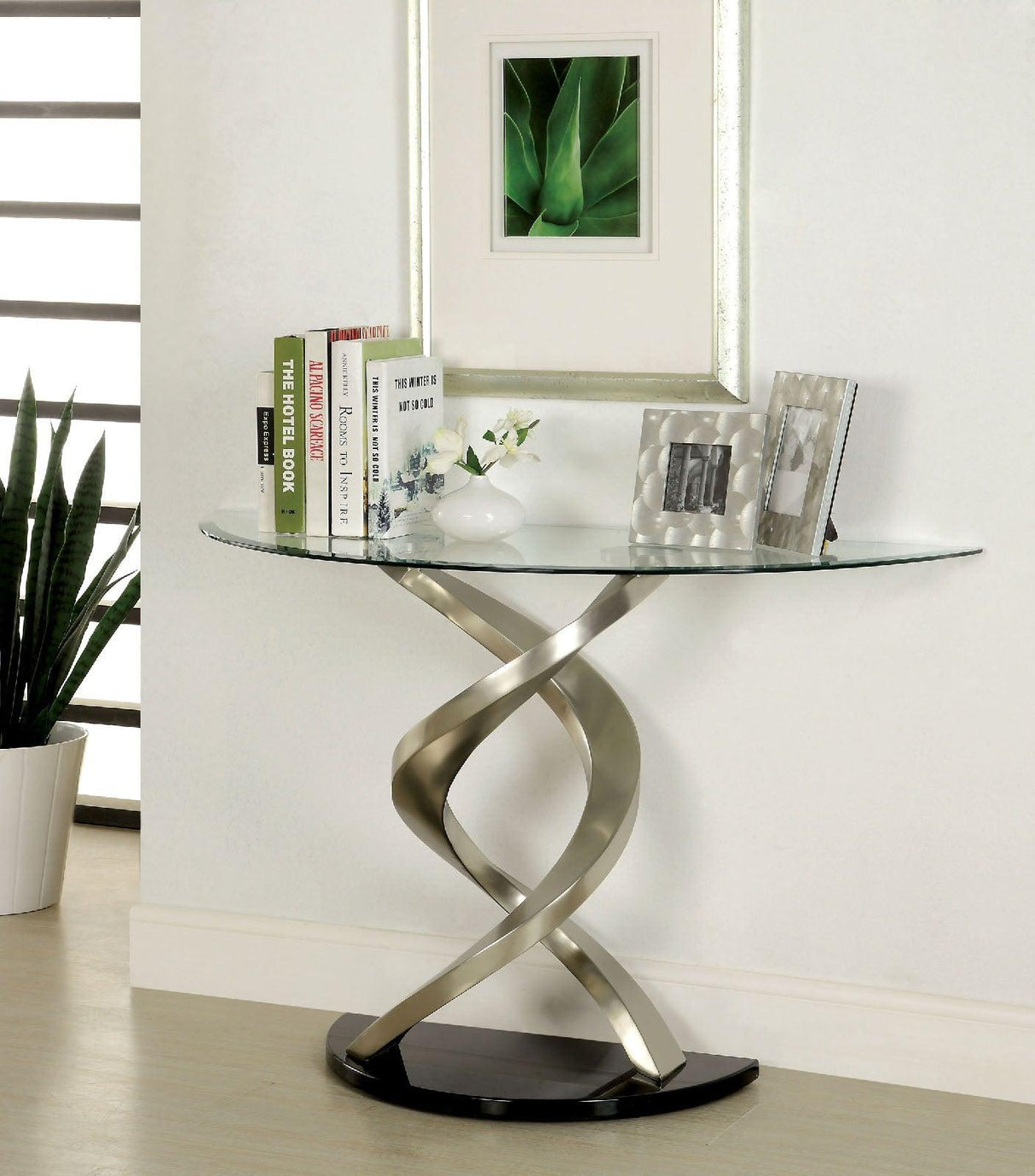 Nova Satin Plated/Black Sofa Table by Furniture of America at Eve Furniture
