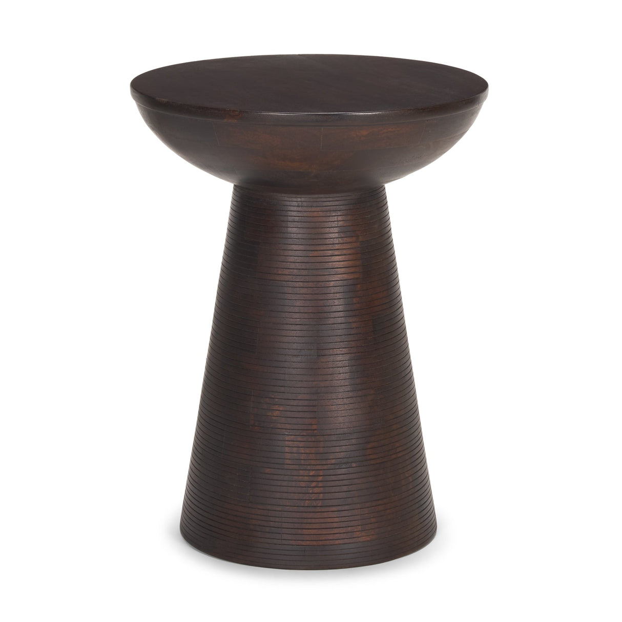 Novell Dark Brown Wood Pedestal Accent Table by Mercana at Eve Furniture