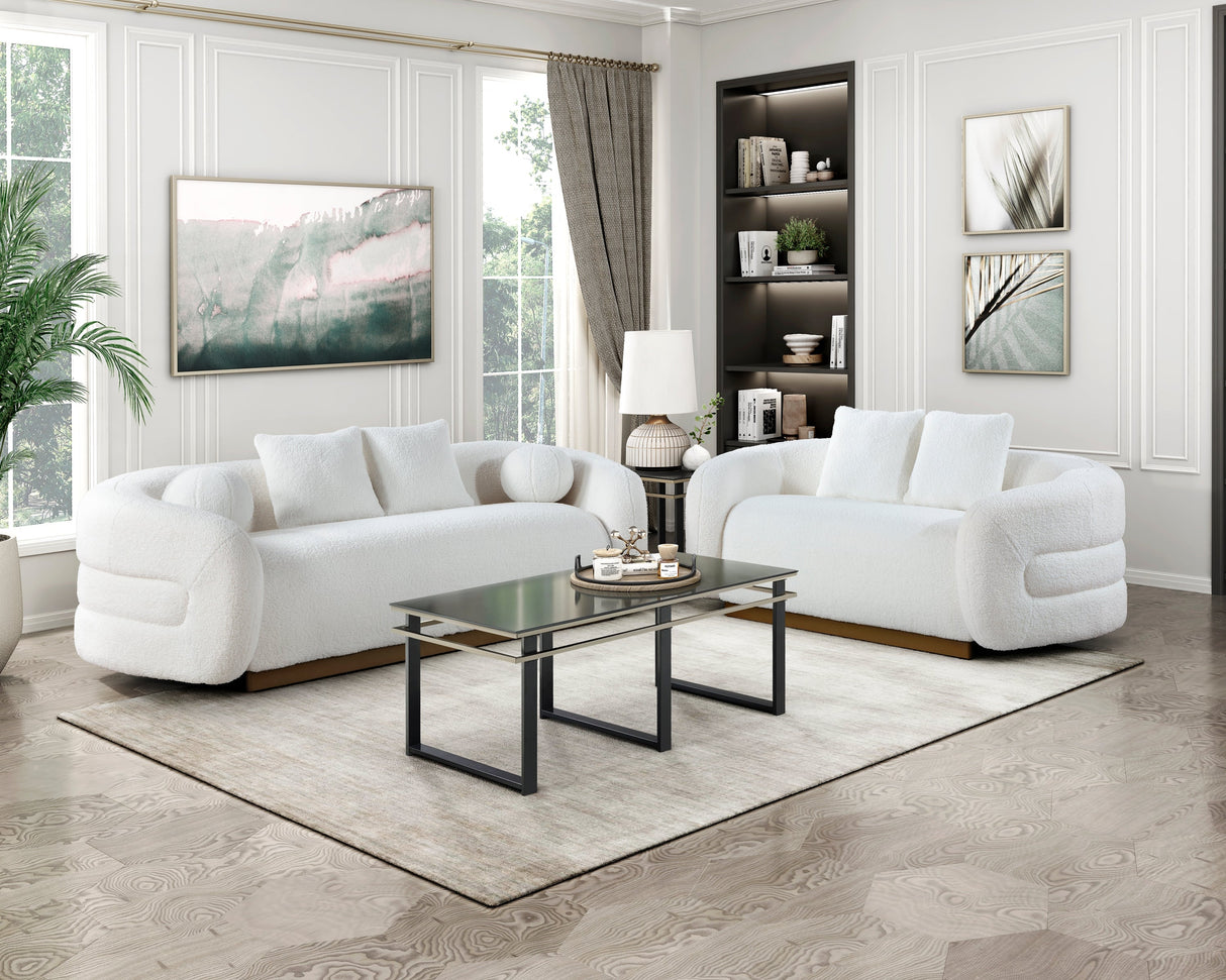 Novella White Loveseat by Homelegance at Eve Furniture