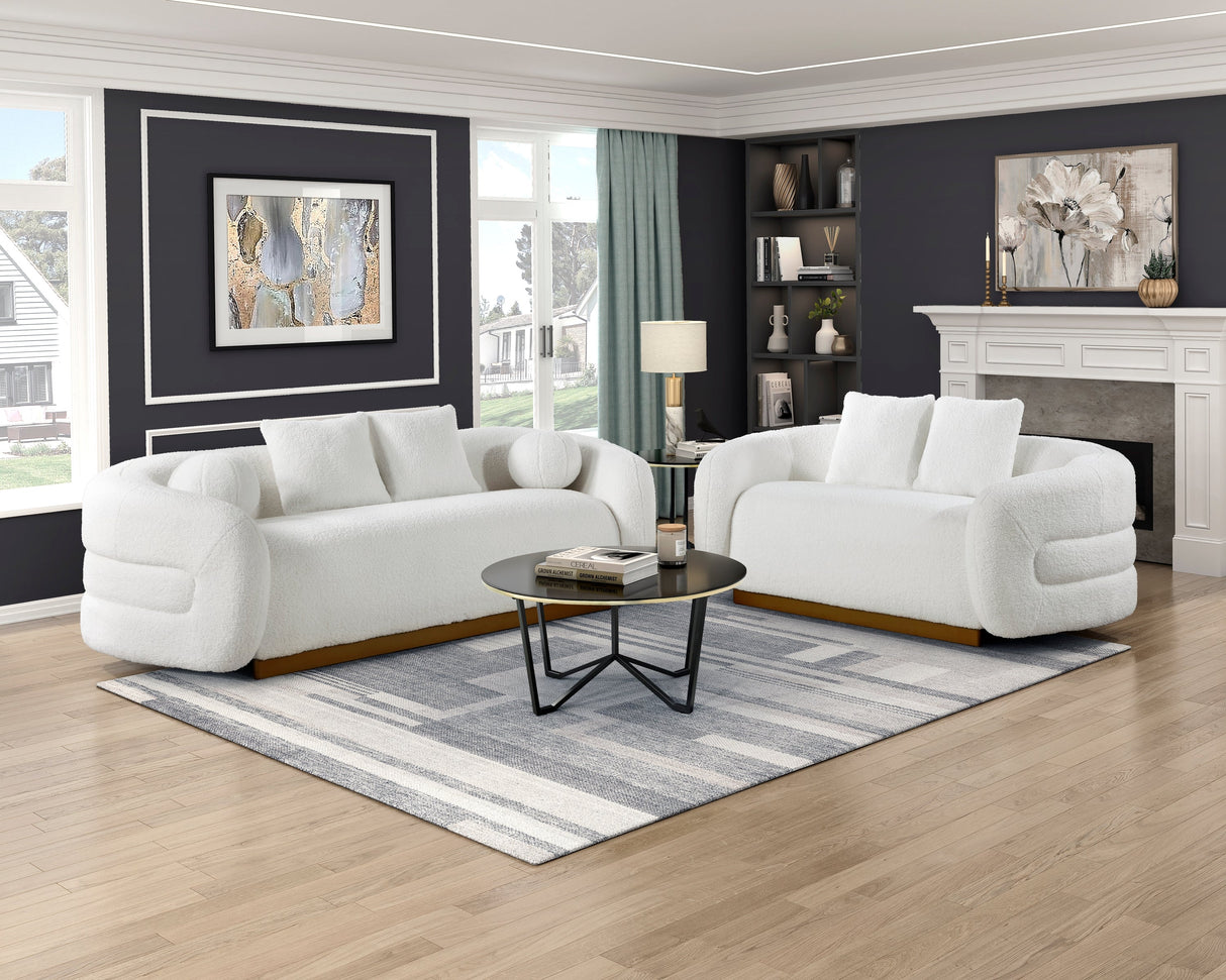 Novella White Loveseat by Homelegance at Eve Furniture