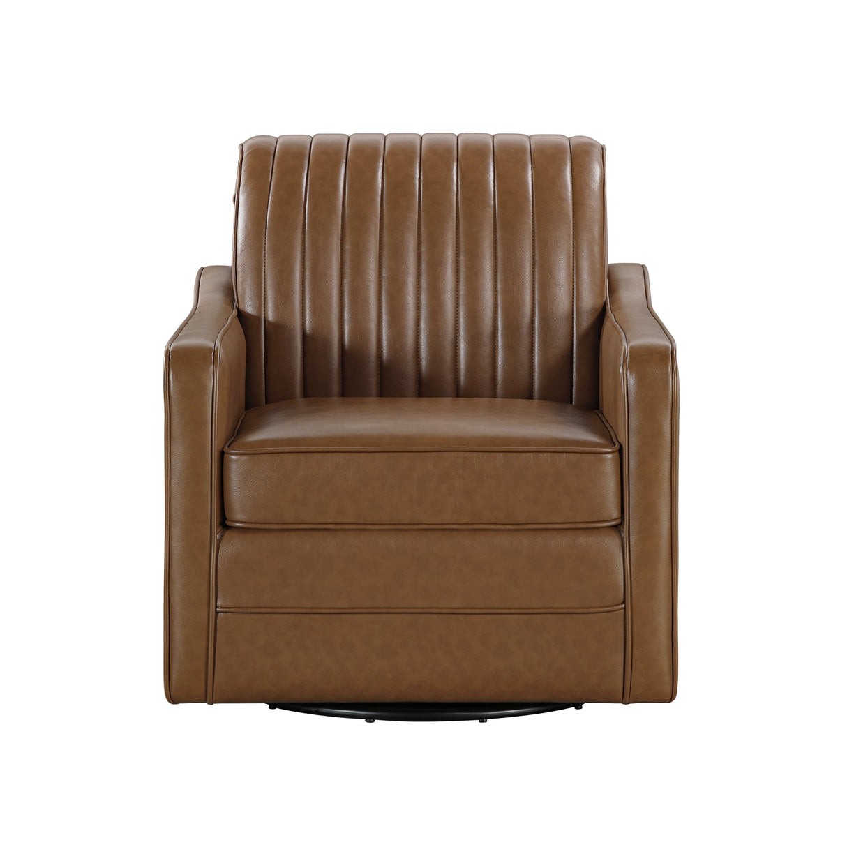 November Brown Leather Channel Back Swivel Chair by Homelegance at Eve Furniture