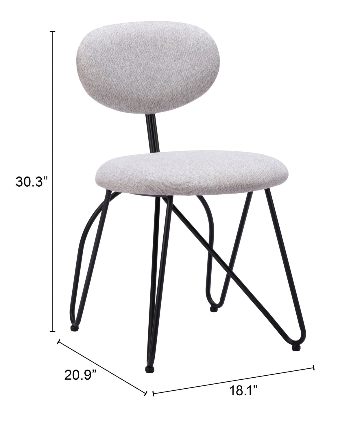Novi Dove Gray Dining Chair (Set of 2) by Zuomod at Eve Furniture