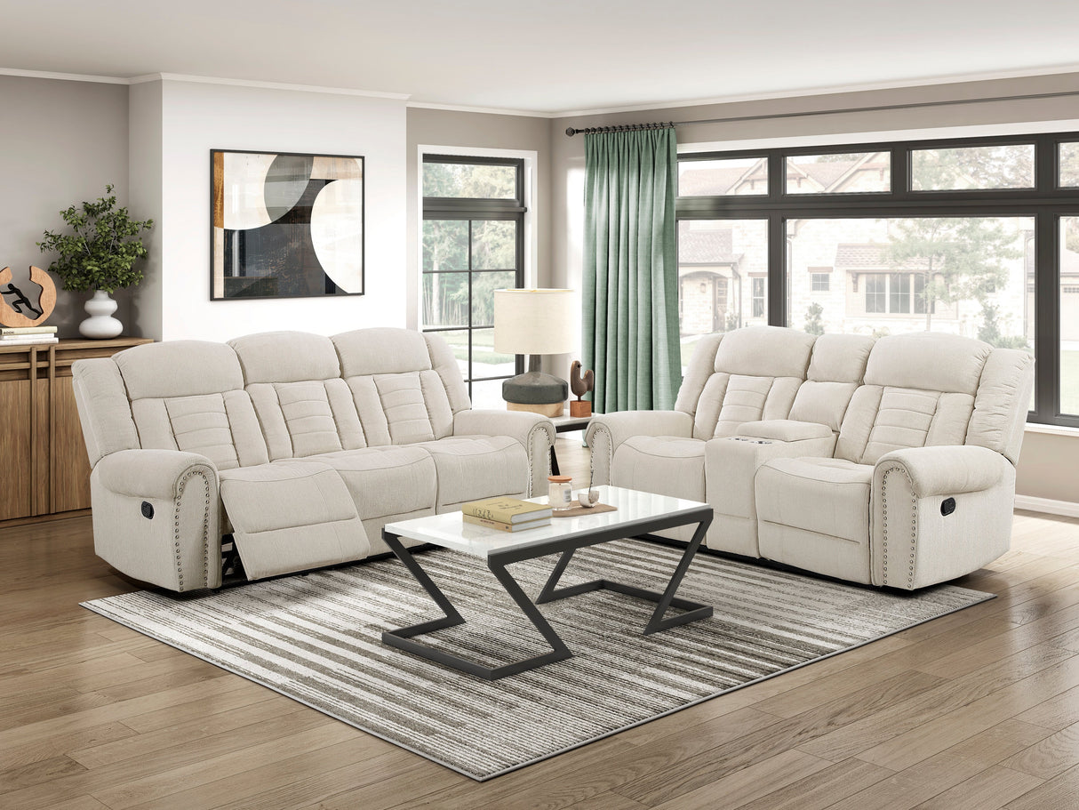 Nutmeg Beige Double Reclining Living Room Set by Homelegance at Eve Furniture