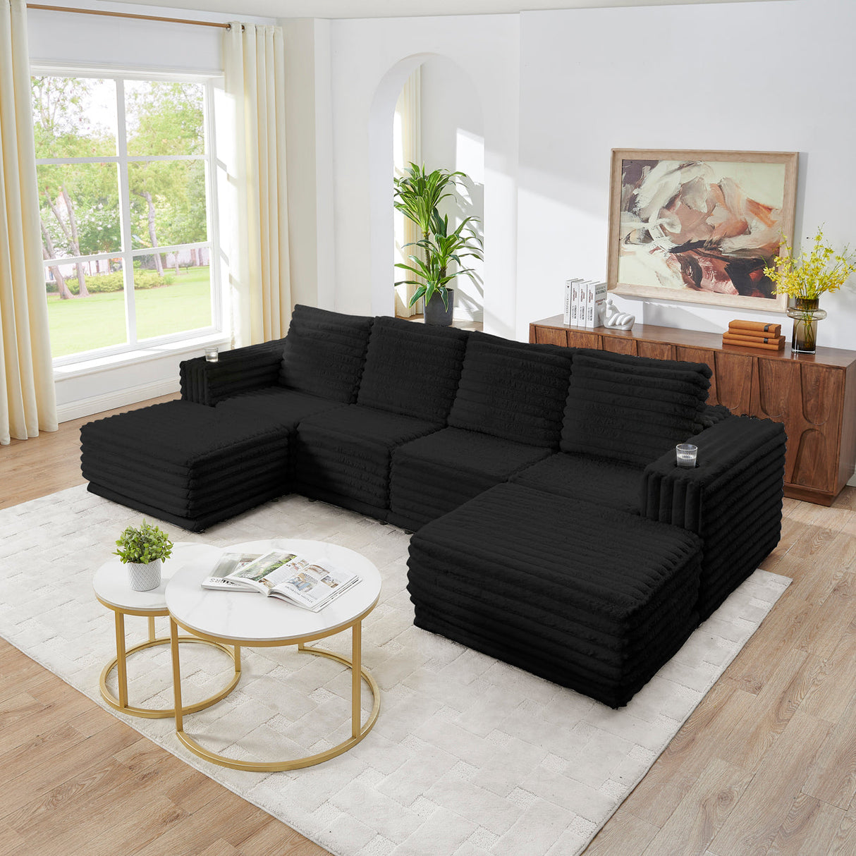 Nuve Black 6-Piece Sectional by New Era Innovations at Eve Furniture