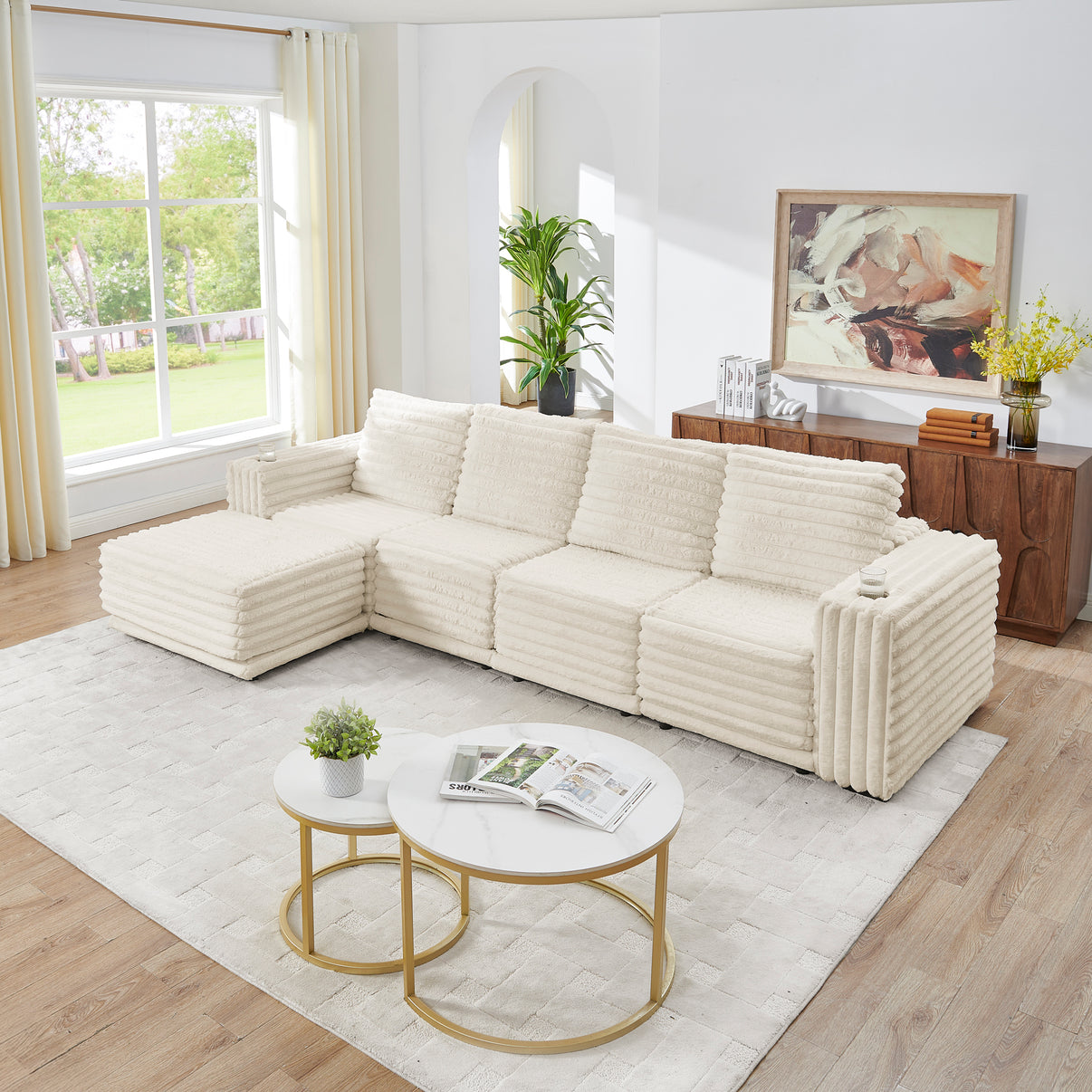 Nuve Cream 6-Piece Sectional by New Era Innovations at Eve Furniture
