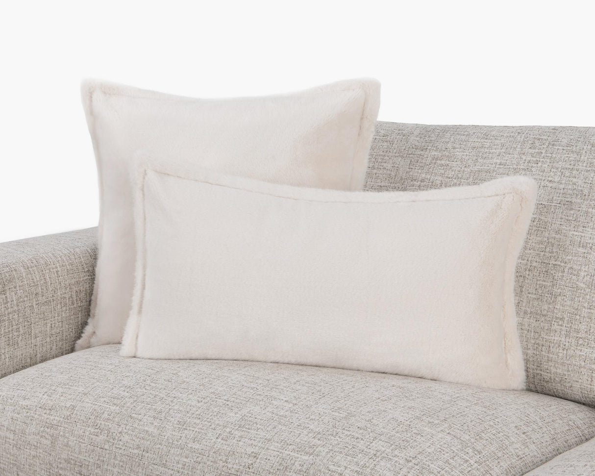 NV Taiga Ivory Faux Fur Multiple Sizes 22x22 Throw Pillow (Set of 2) by Classic Home at Eve Furniture