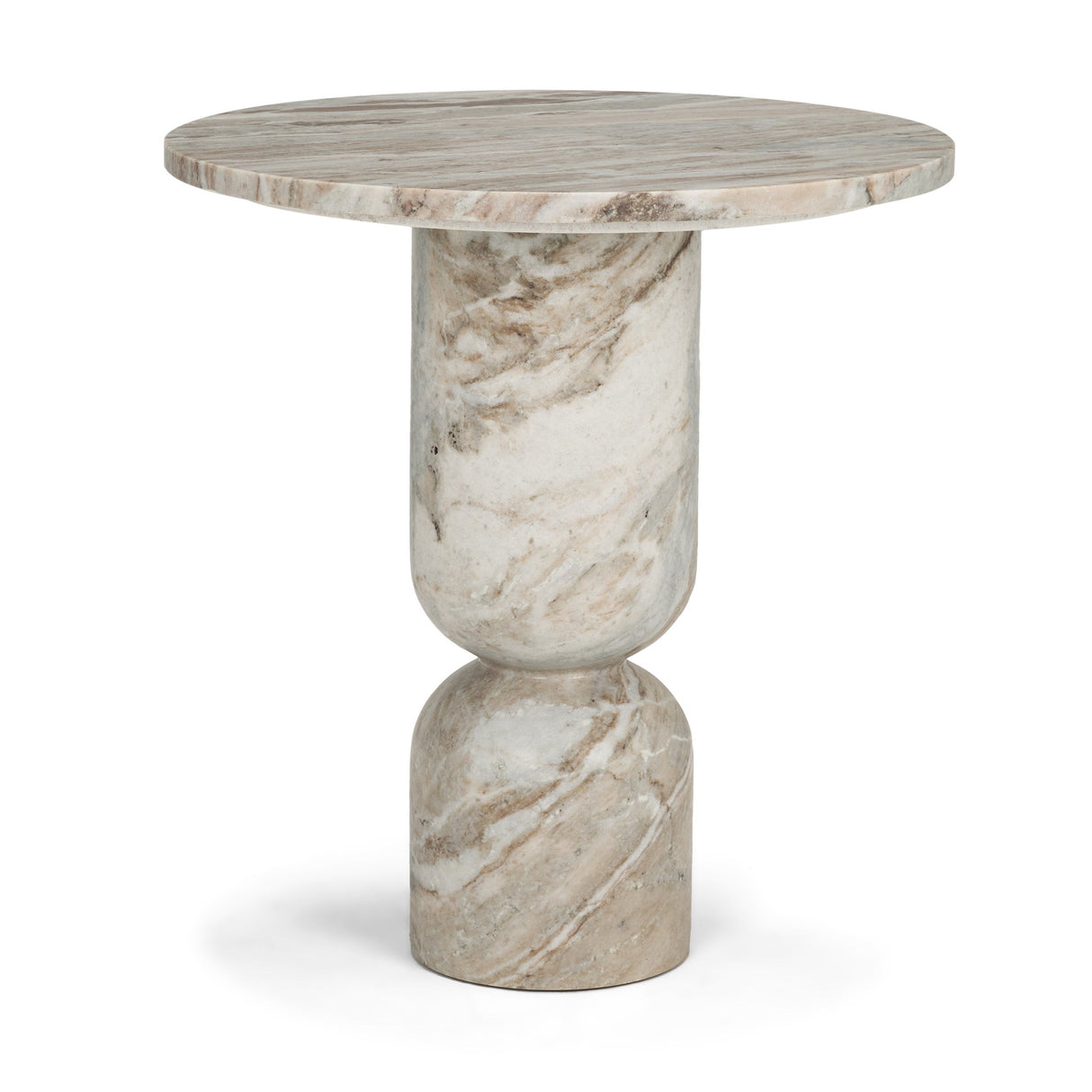 Nylah Solid Pink Marble Round Accent Table by Mercana at Eve Furniture