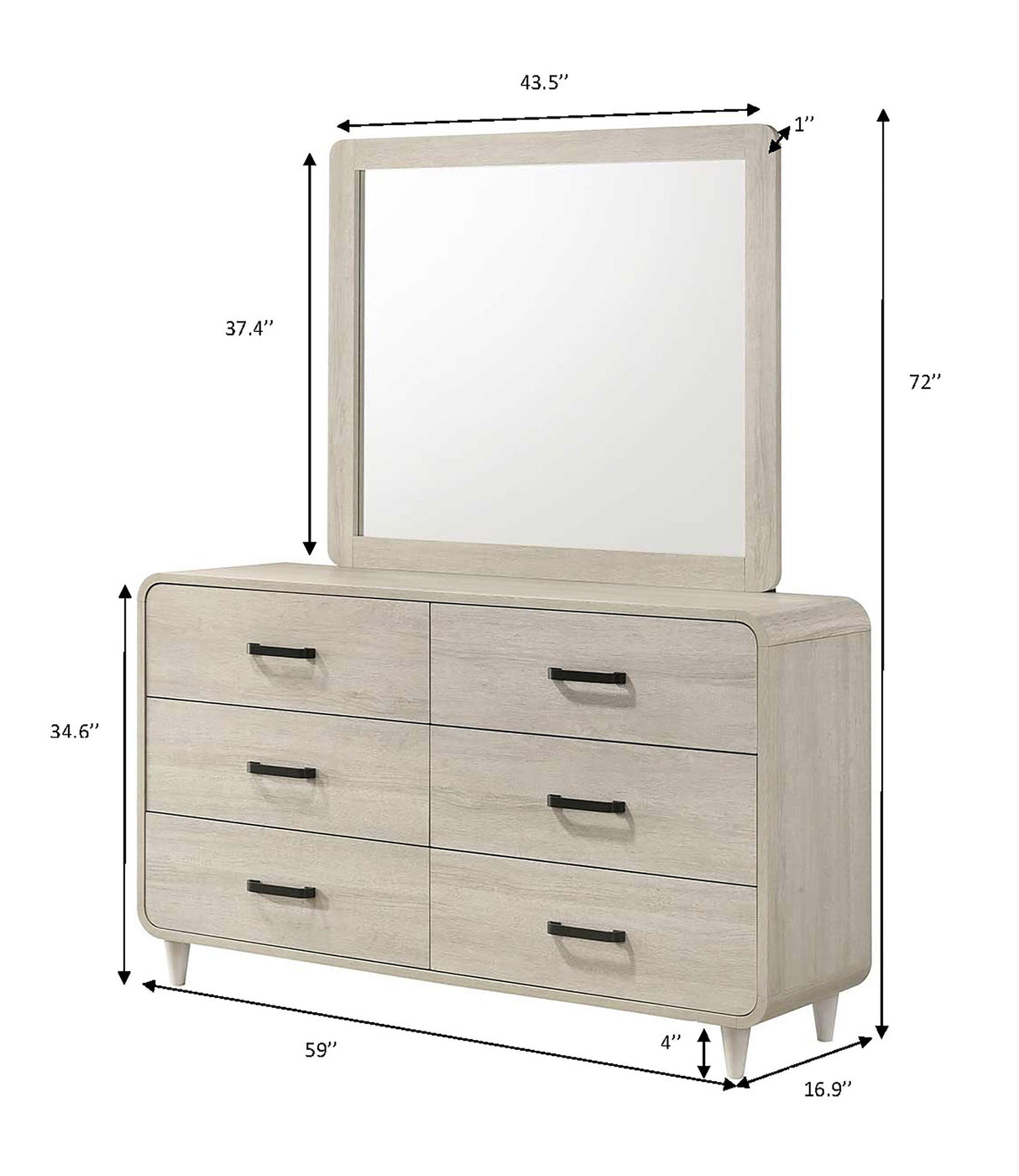 Nyomi White Bedroom Mirror (Mirror Only) by Crown Mark at Eve Furniture