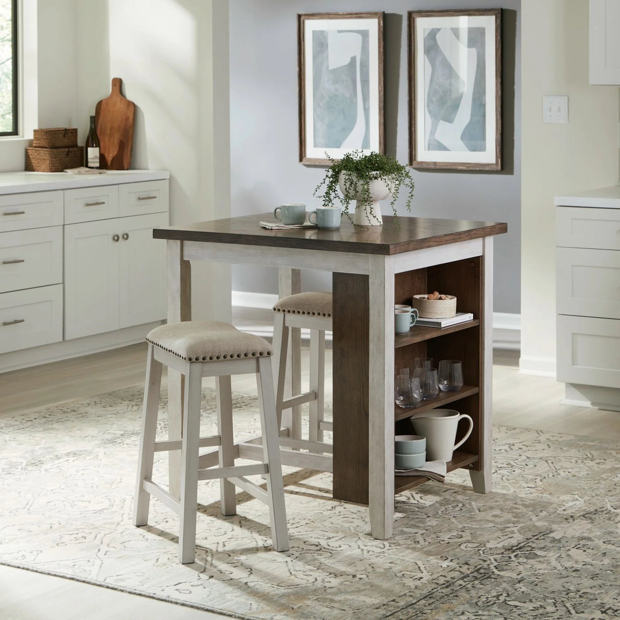 Oak Beige/Brown Two-Tone 3-Piece Dining Room Set by Happy Homes at Eve Furniture