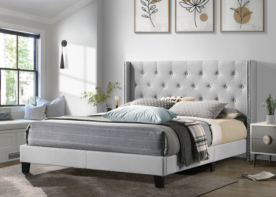 Oak Grey Platform Full Bed by Happy Homes at Eve Furniture