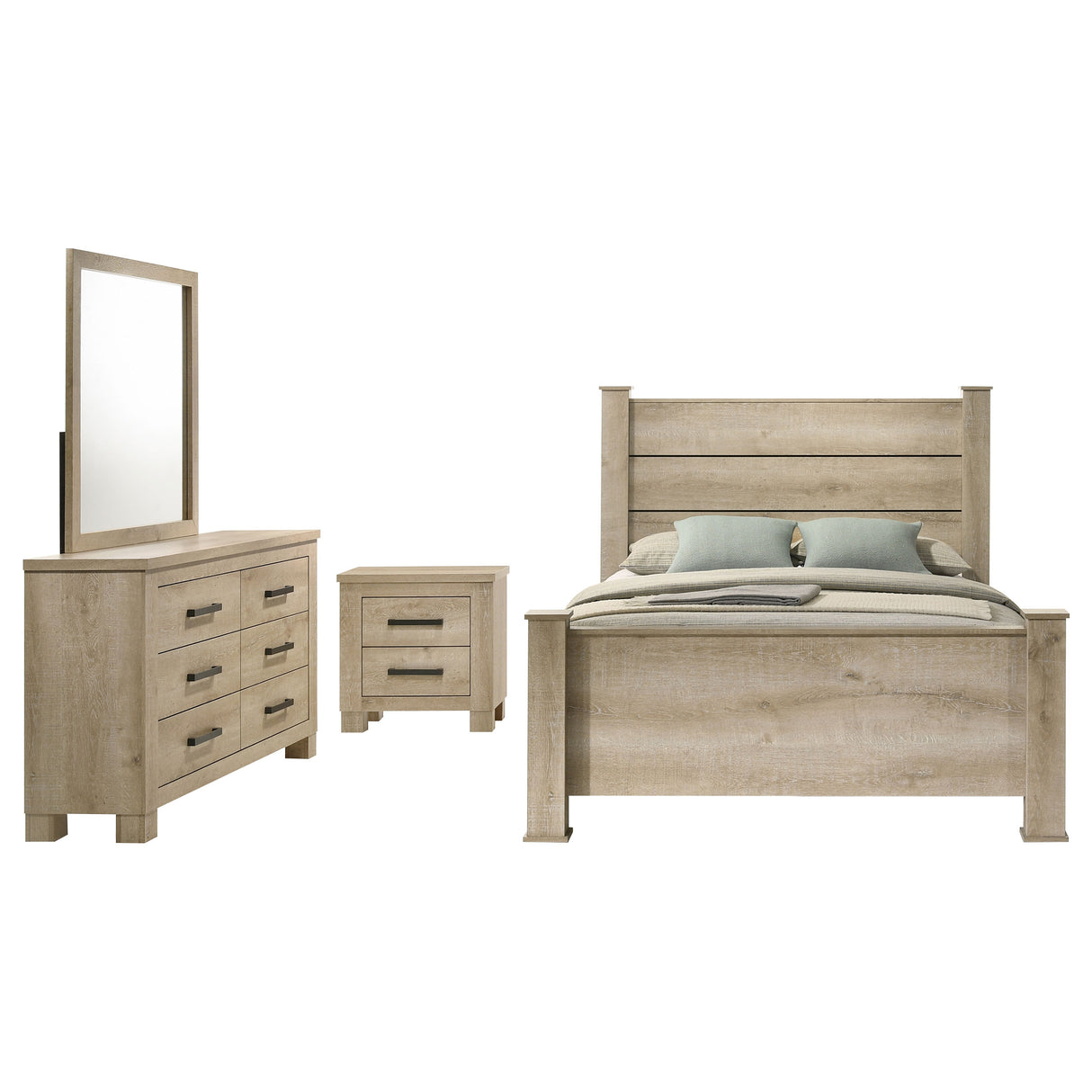 Oakglen Weathered Oak 4-Piece Eastern King Bedroom Set by Coaster at Eve Furniture