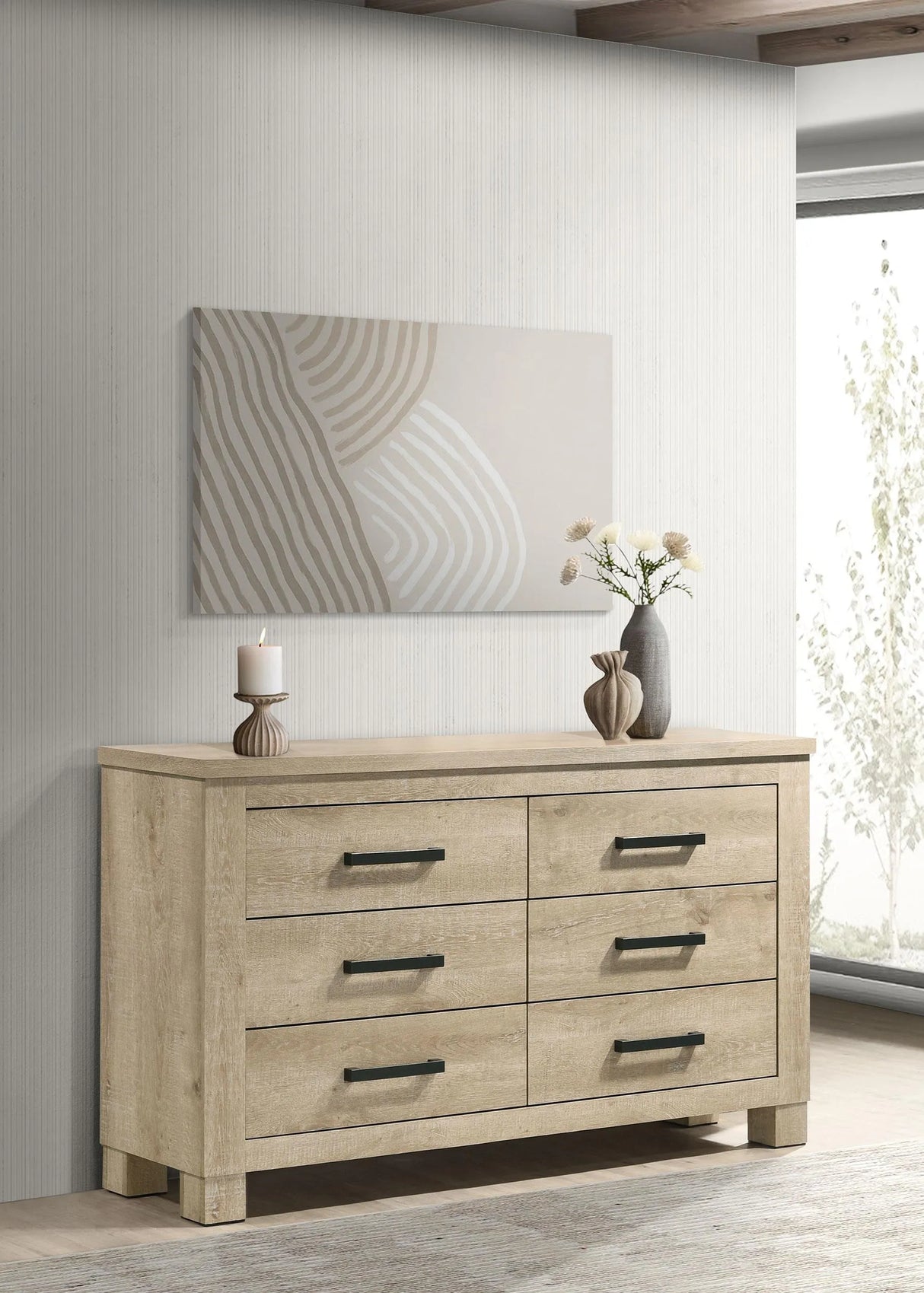 Oakglen Weathered Oak 6-drawer Bedroom Dresser by Coaster at Eve Furniture