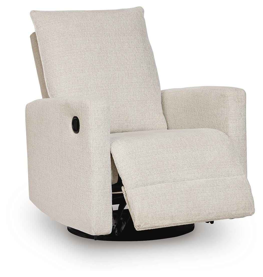 Oaklynn-Manor Canvas Swivel Glider Recliner by Ashley at Eve Furniture