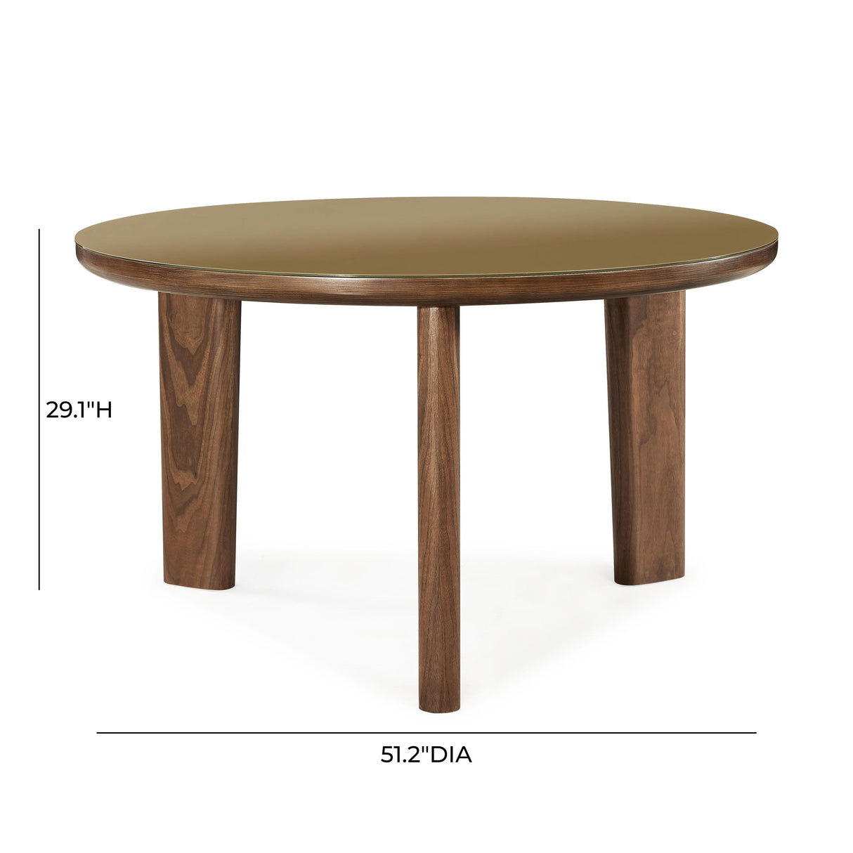 Oani Walnut and Glass 51" Round Dining Table by TOV Furniture at Eve Furniture