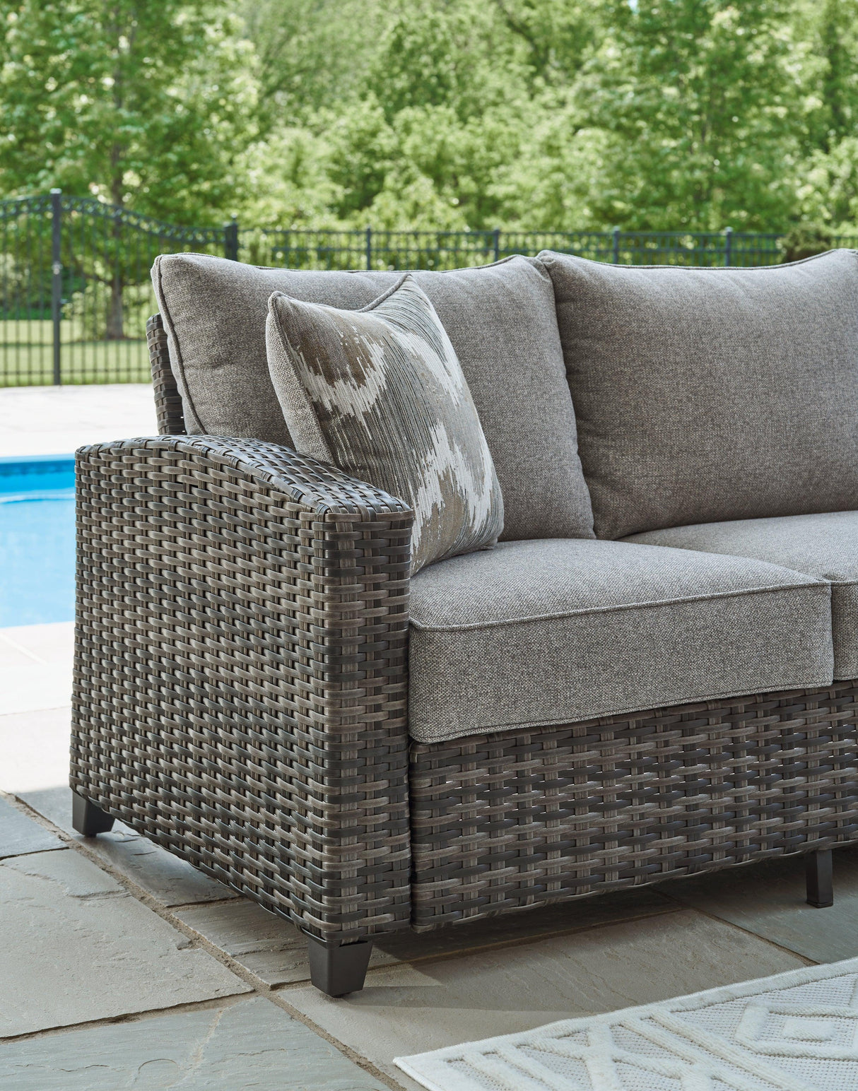 Oasis Court Gray 4-Piece Outdoor Conversation Set by Ashley at Eve Furniture