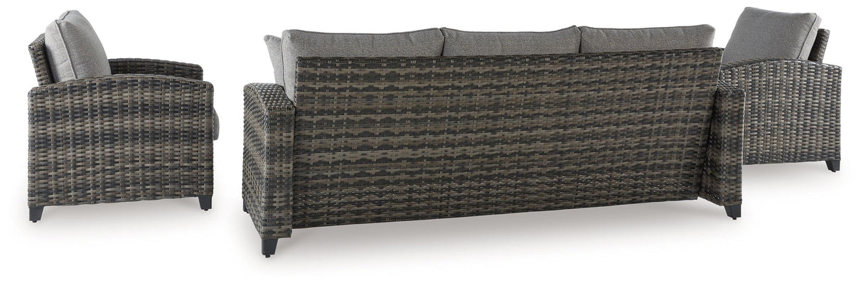 Oasis Court Gray 4-Piece Outdoor Conversation Set by Ashley at Eve Furniture