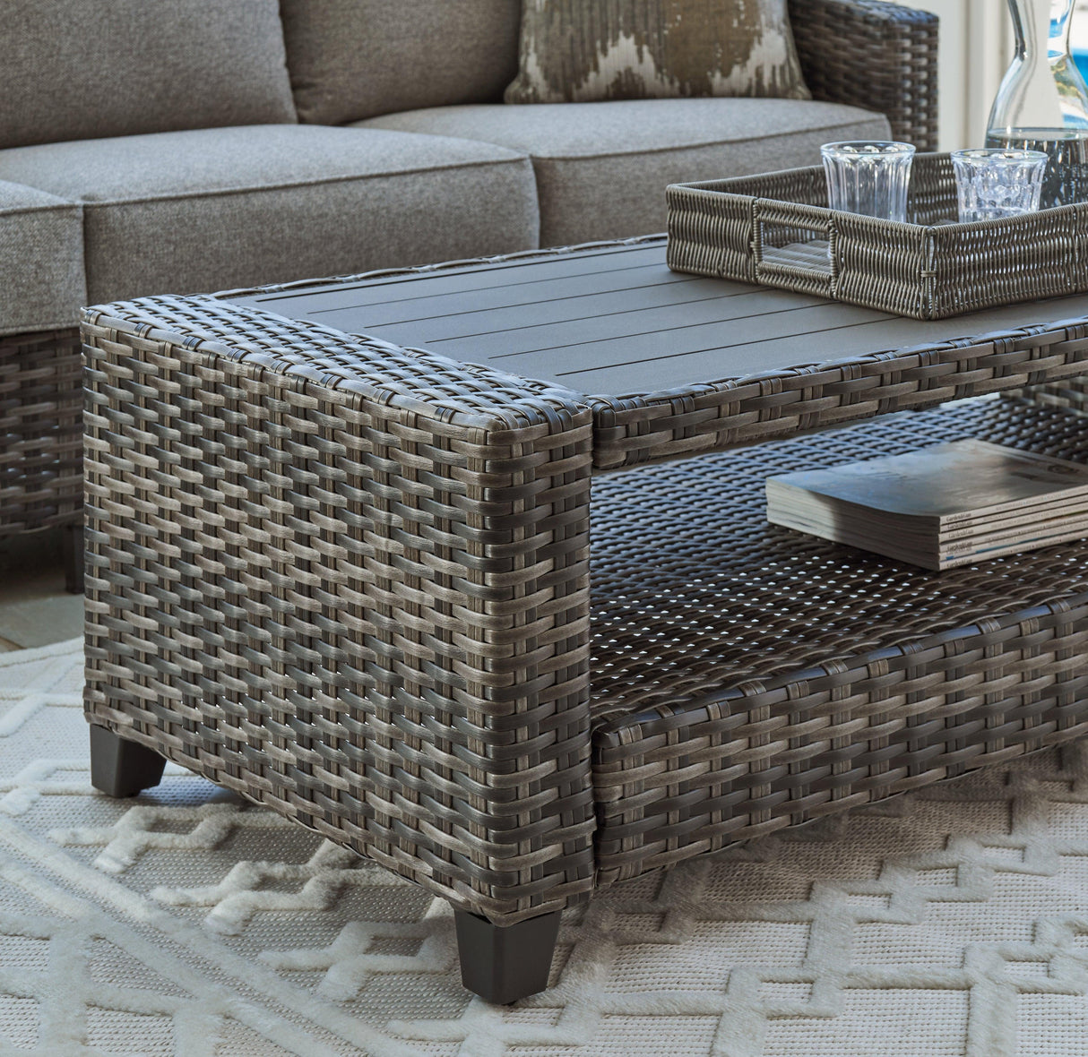 Oasis Court Gray 4-Piece Outdoor Conversation Set by Ashley at Eve Furniture