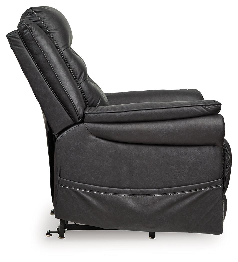 Oatman Carbon Power Lift Recliner by Ashley at Eve Furniture