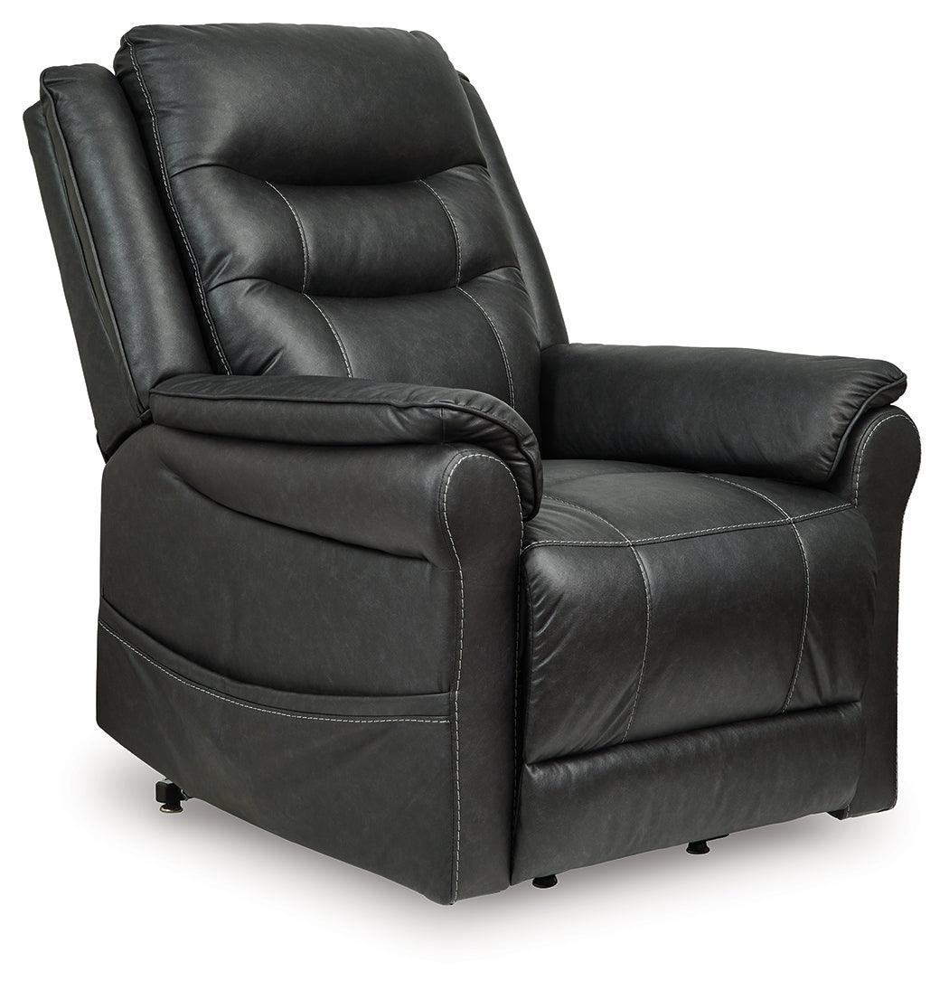 Oatman Carbon Power Lift Recliner by Ashley at Eve Furniture