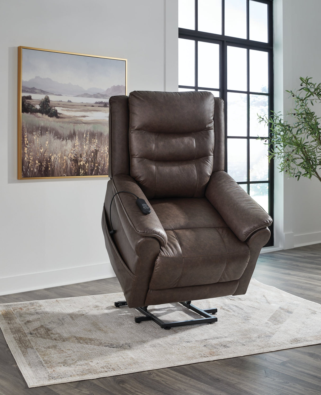 Oatman Umber Power Lift Recliner by ASHLEY FURNITURE at Eve Furniture