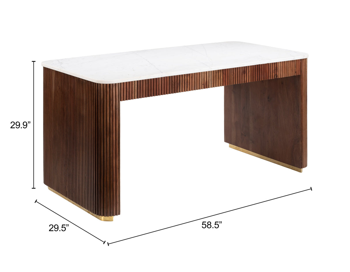 Obeah White & Walnut Desk by Zuomod at Eve Furniture