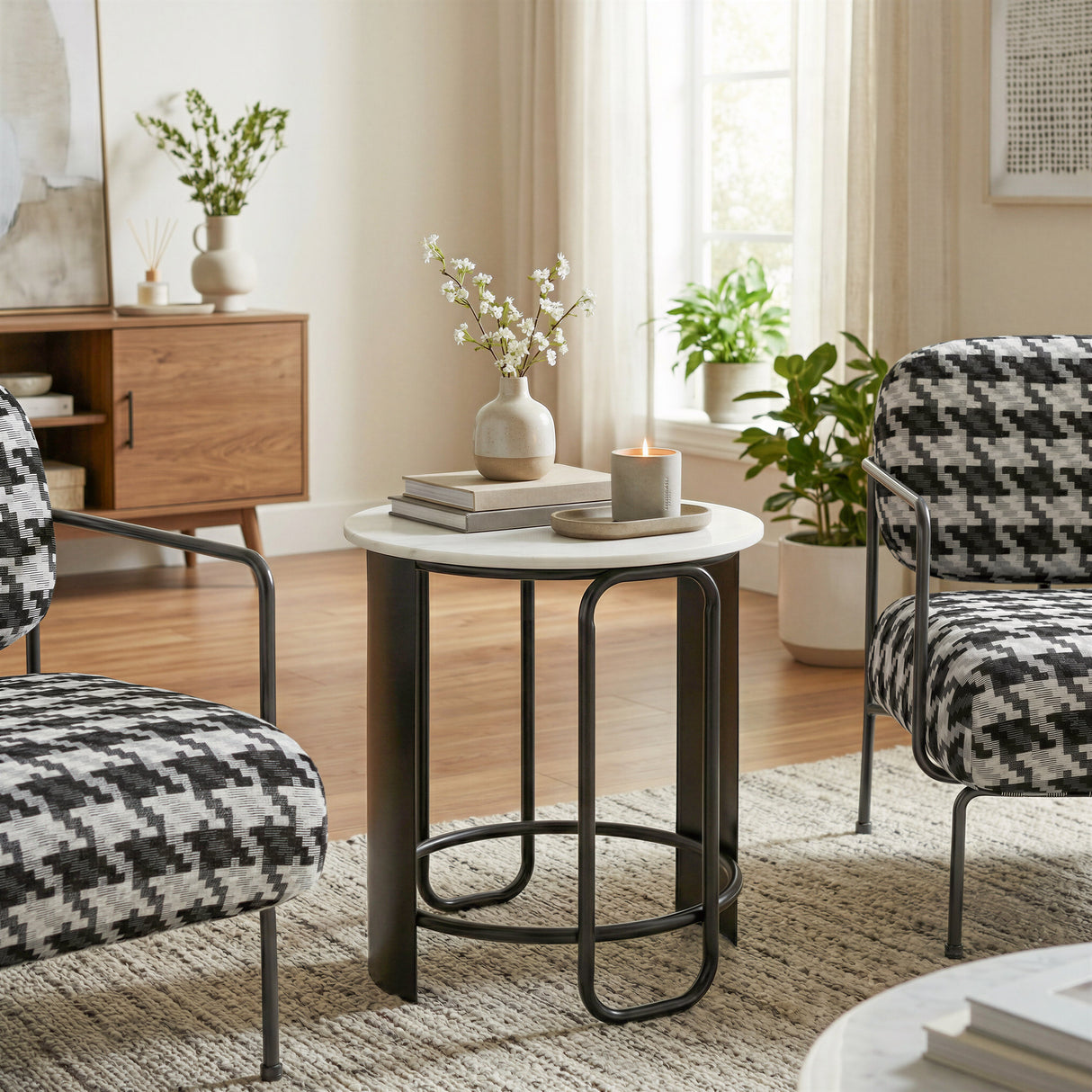 Obel White & Black Side Table by Zuomod at Eve Furniture