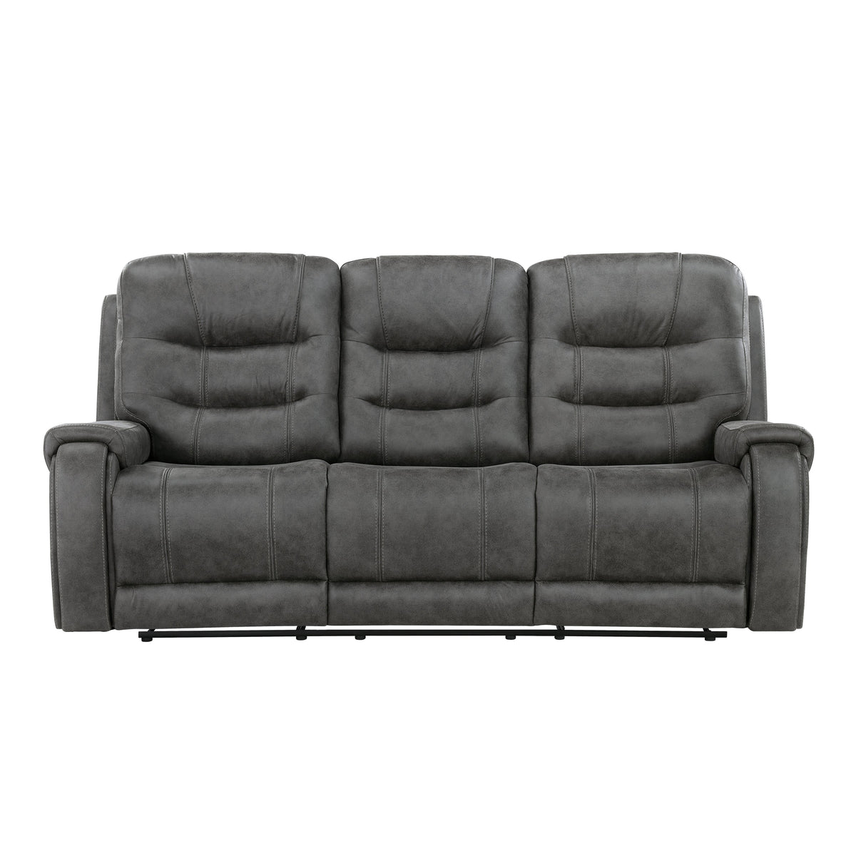 Oberon Dark Gray 2-Piece Double Reclining Set by Homelegance at Eve Furniture