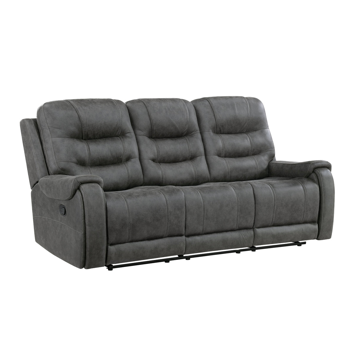 Oberon Dark Gray 2-Piece Double Reclining Set by Homelegance at Eve Furniture