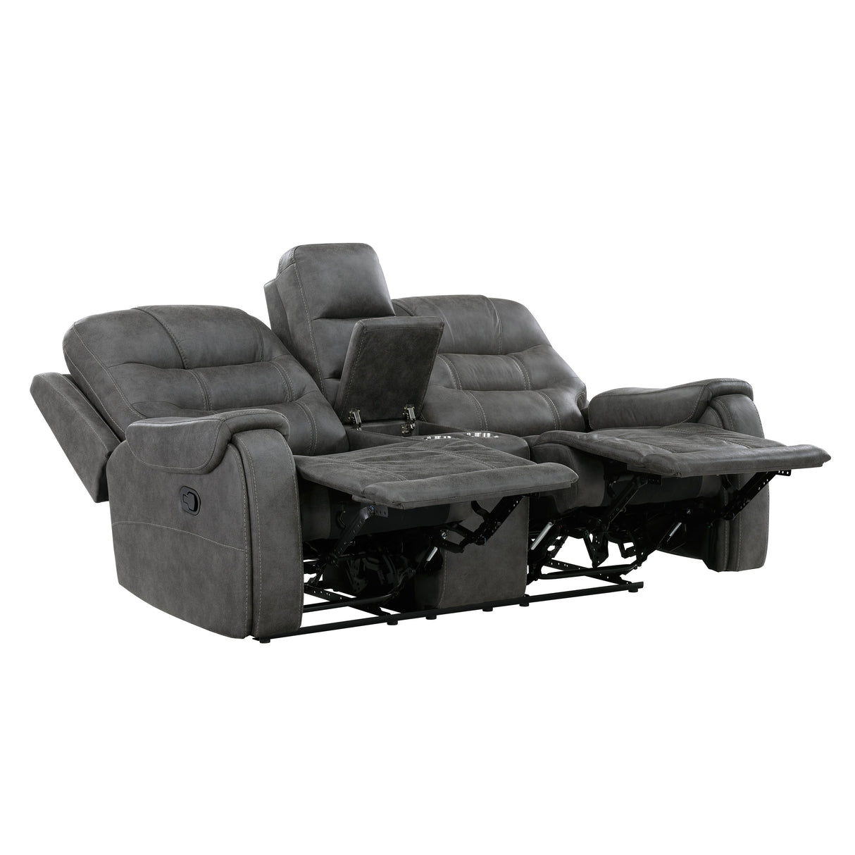 Oberon Dark Gray Double Reclining Living Room Set by Homelegance at Eve Furniture