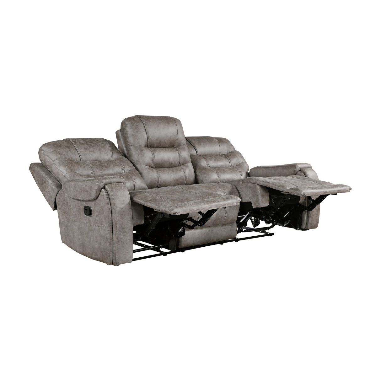 Oberon Grayish Brown Double Reclining Sofa by Homelegance at Eve Furniture