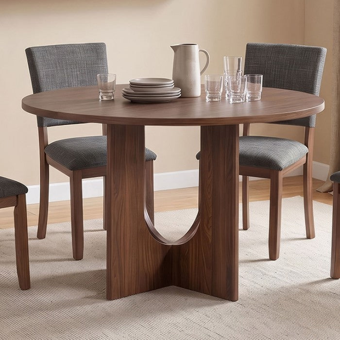 Oberto Walnut Round Dining Table by Furniture of America at Eve Furniture