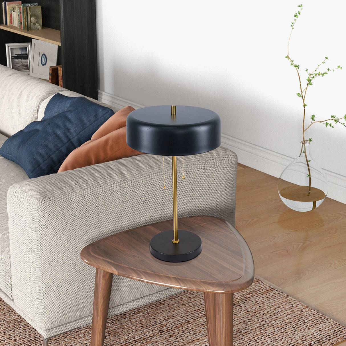 Obni Table Lamp with Black outer and White inner by Ashcroft Furniture at Eve Furniture
