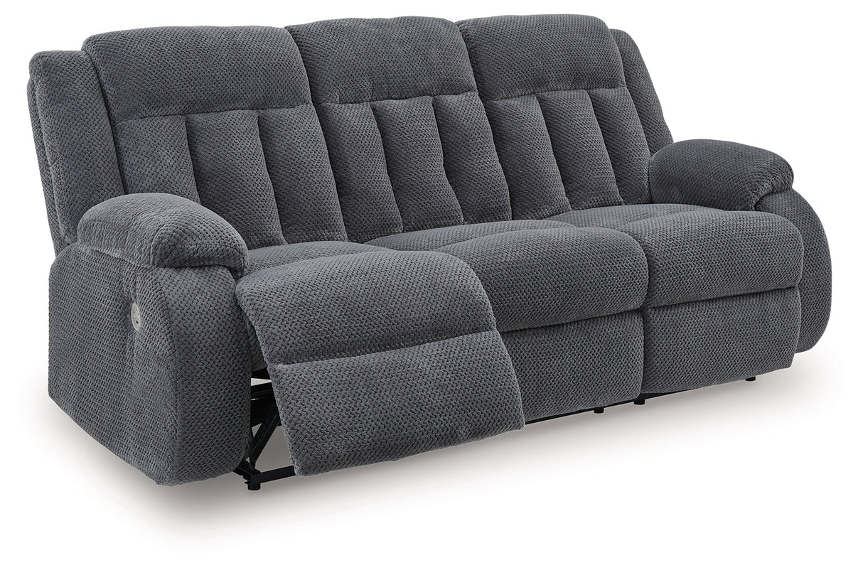 Observation Steel Power Reclining Sofa with Drop Down Table by Ashley at Eve Furniture