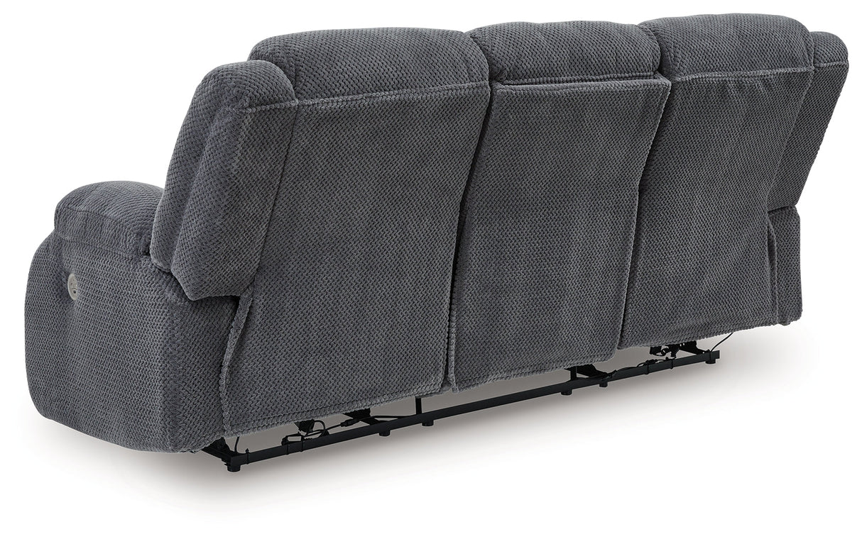 Observation Steel Power Reclining Sofa with Drop Down Table by Ashley at Eve Furniture