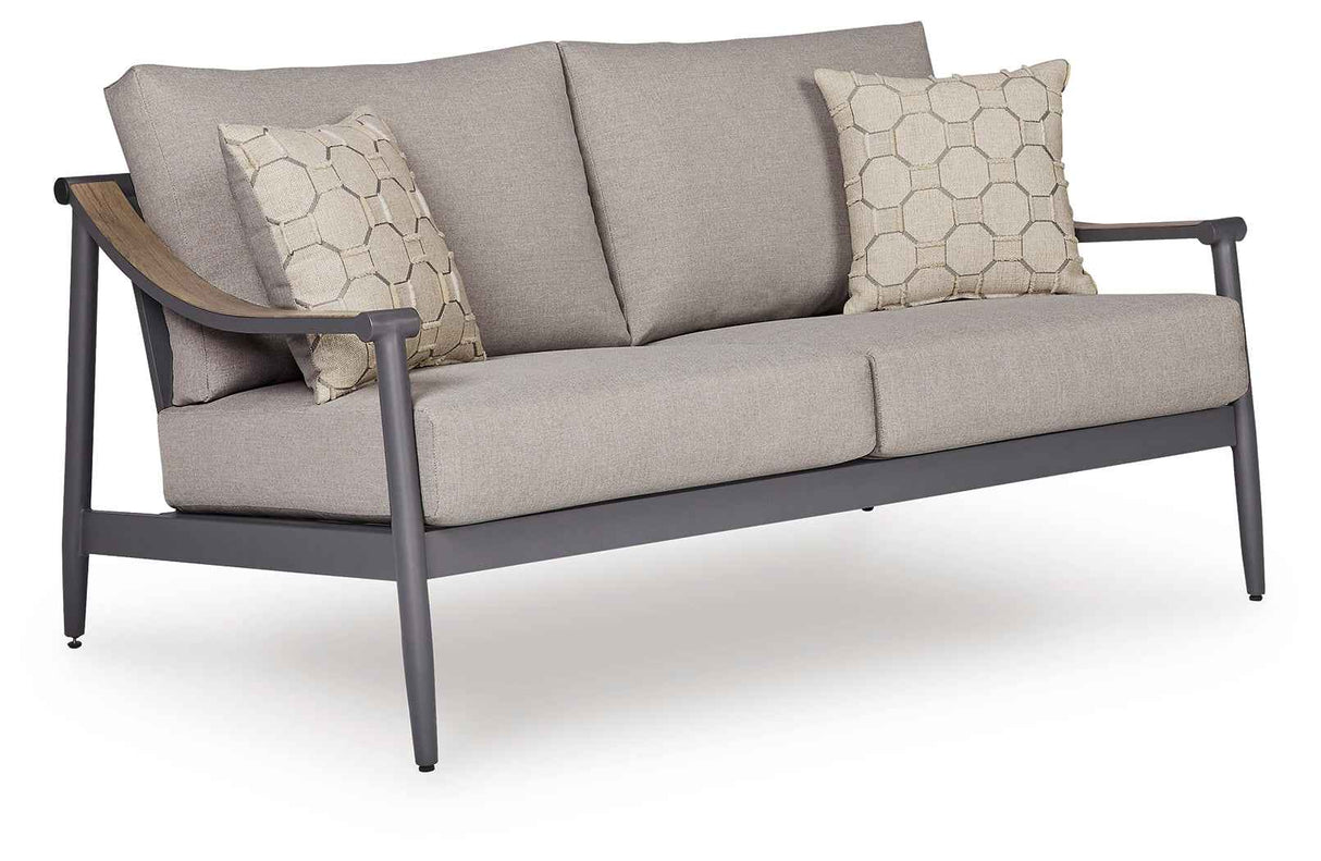Ocean Beach Gray Outdoor Sofa and Loveseat by Ashley at Eve Furniture
