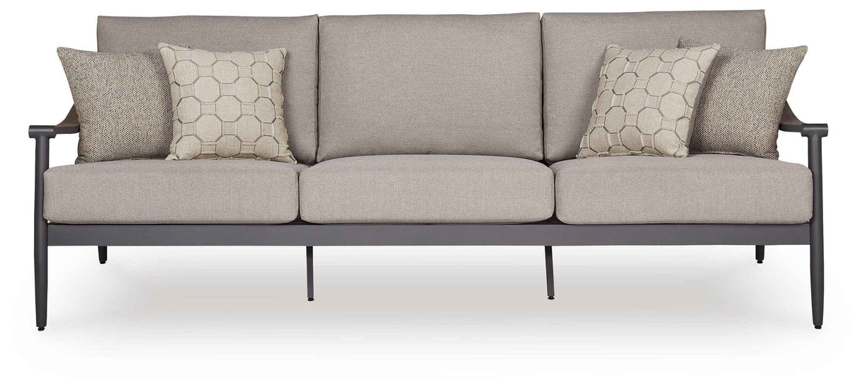 Ocean Beach Gray Outdoor Sofa and Loveseat by Ashley at Eve Furniture