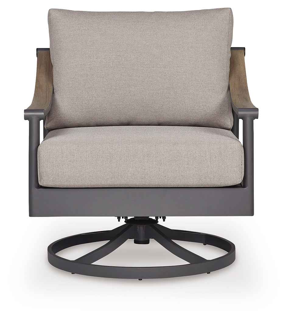 Ocean Beach Gray Outdoor Swivel Lounge with Cushion by Ashley at Eve Furniture