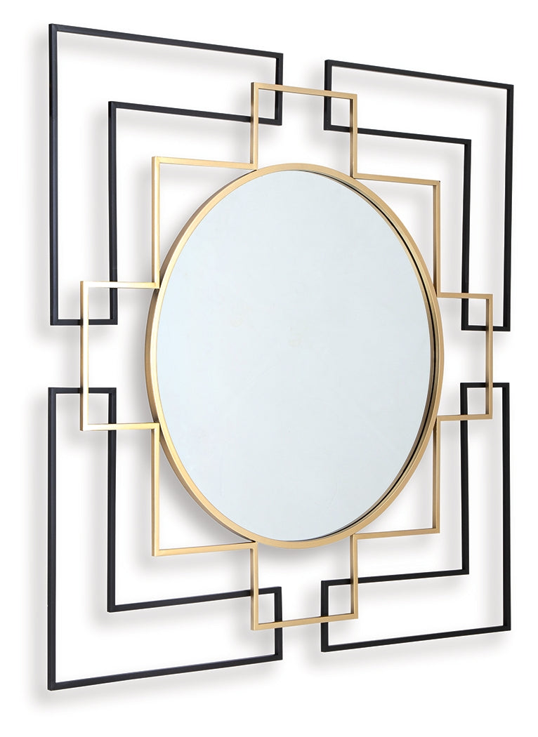 Oceanal Black/Gold Finish Accent Mirror by Ashley at Eve Furniture